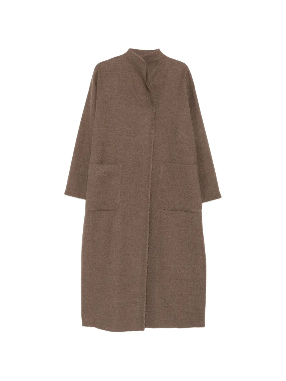 Cappotto Lungo Oversize con Bordo Cimosa in Lana