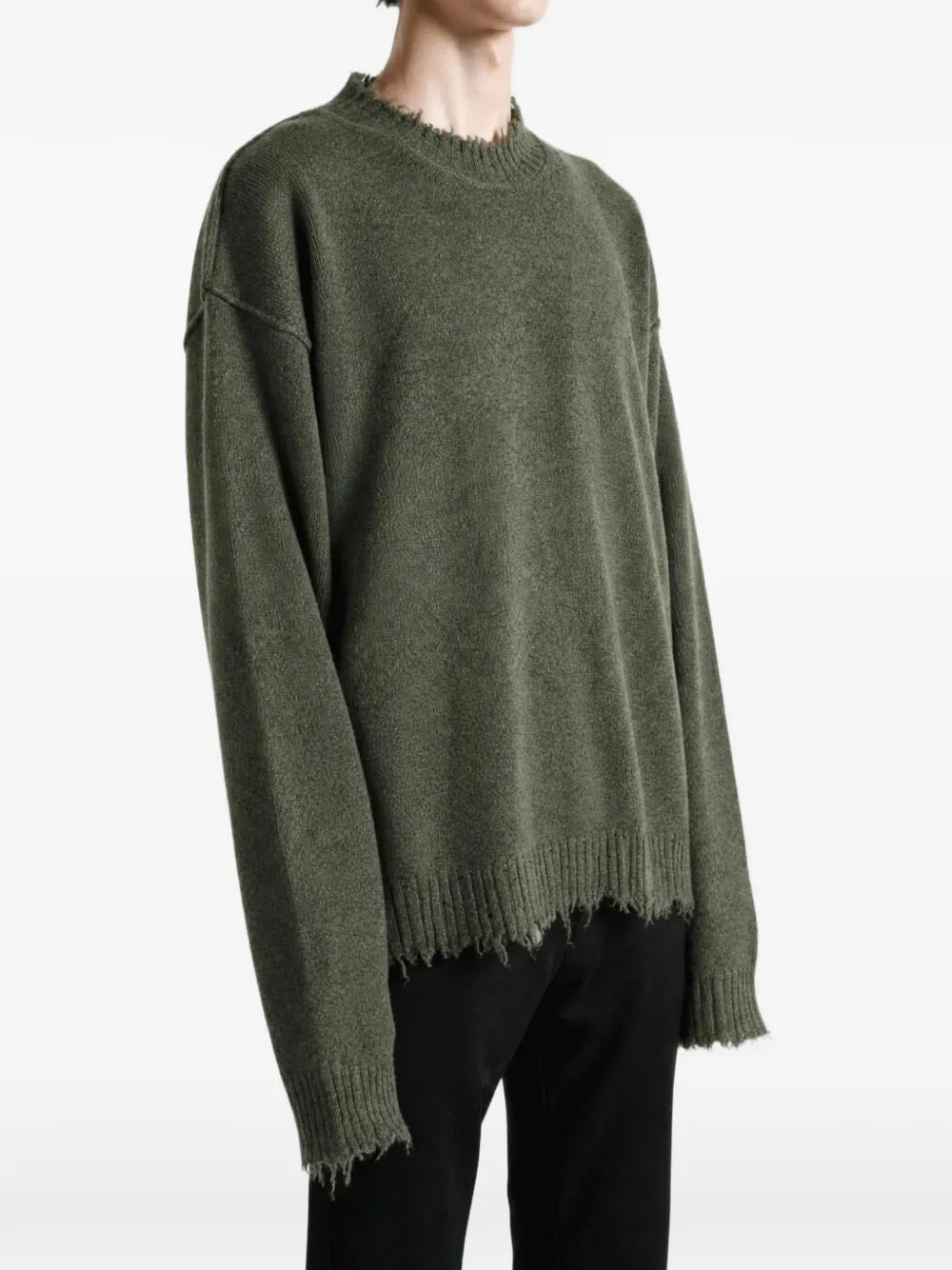 Maglione Girocollo Distressed Oversize in Puro Cashmere