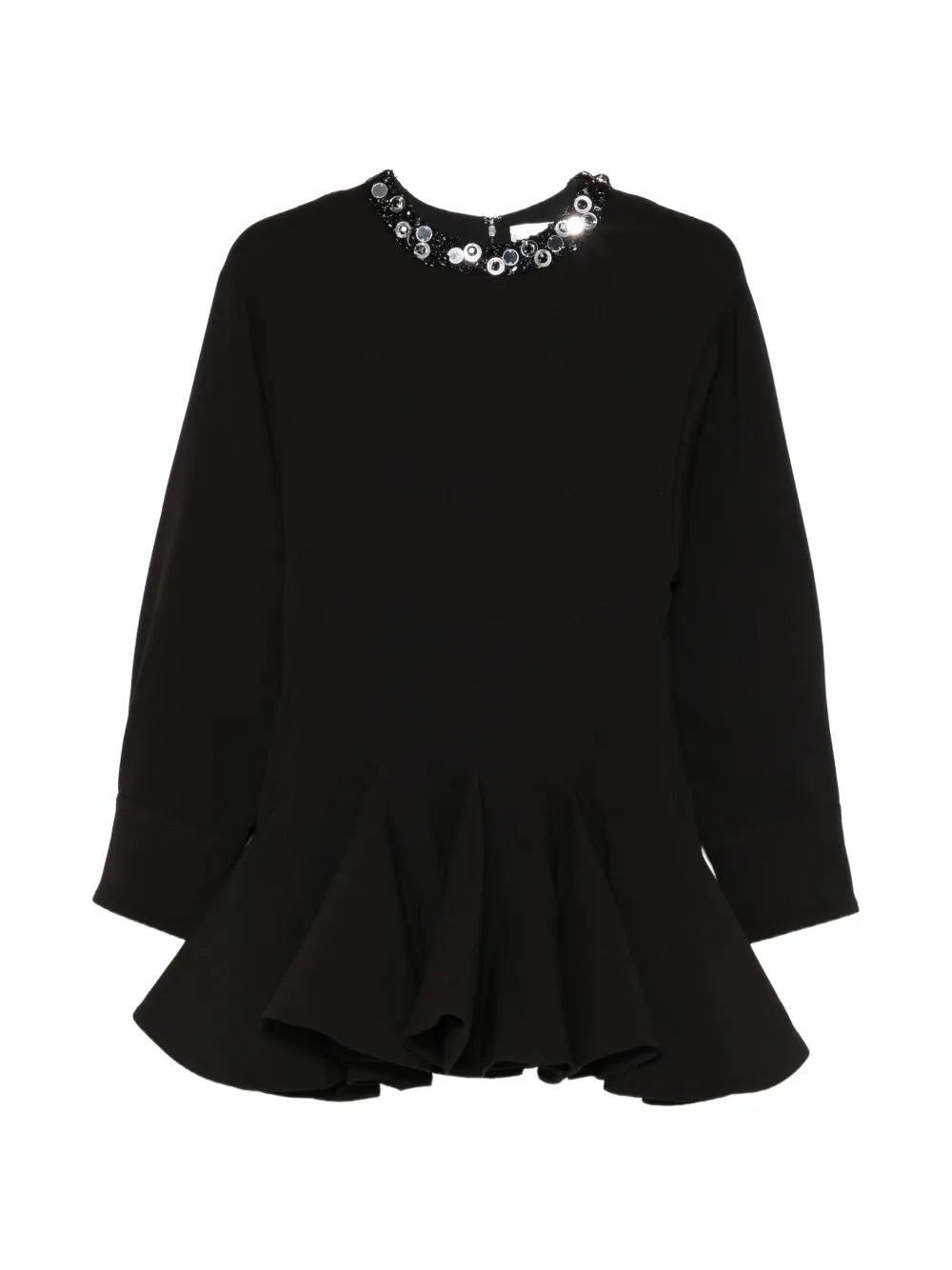 Abito Corto Flared con Collo Gioiello