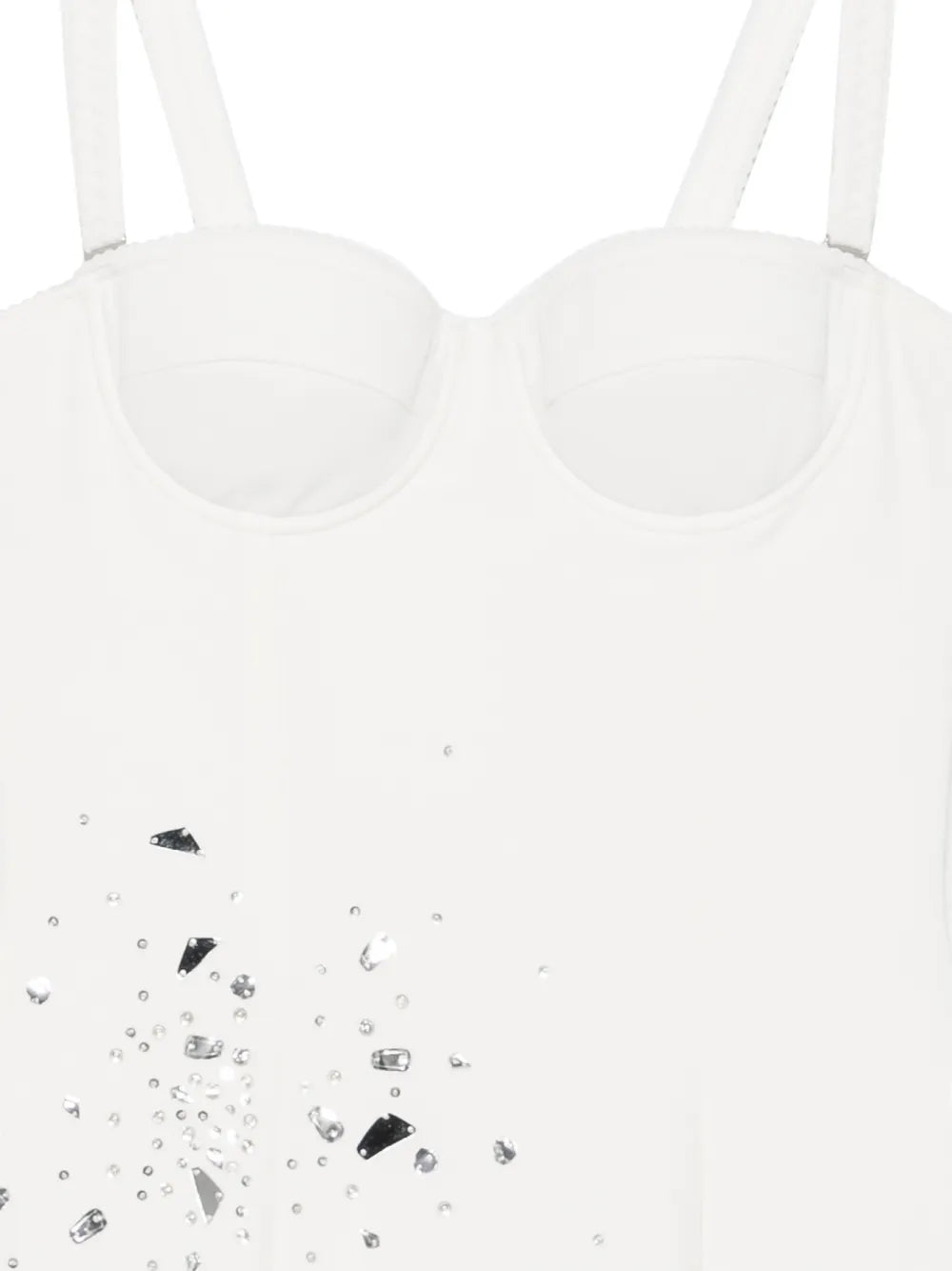 Abito tubino longuette con bustier a coppe e ricami specchietti