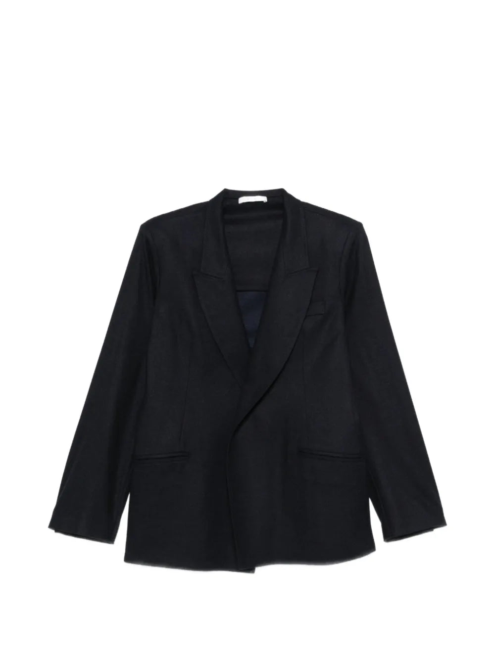 Blazer Loose in Flanella di Lana con Revers a Punta