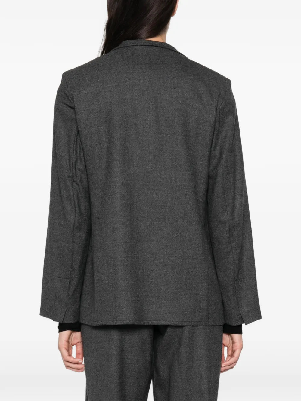 Blazer Loose in Flanella di Lana con Revers a Punta