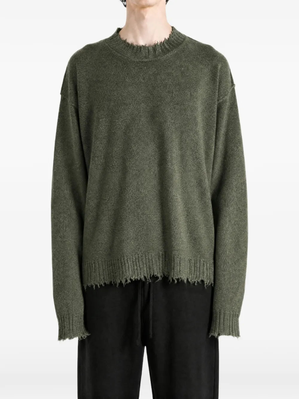 Maglione Girocollo Distressed Oversize in Puro Cashmere