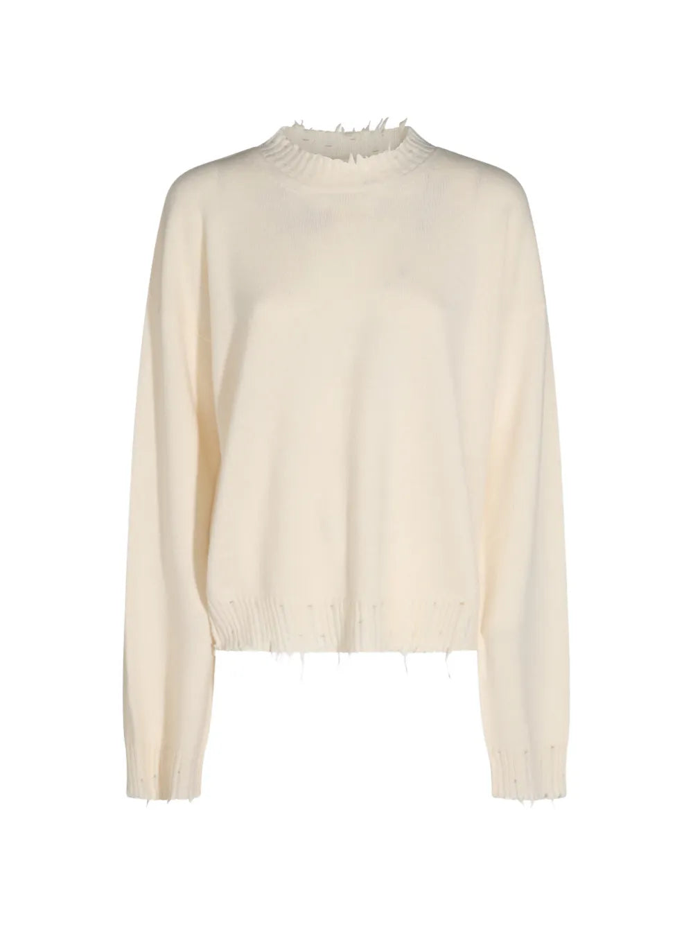 Maglia Iconica in Cashmere con Bordi Sfrangiati