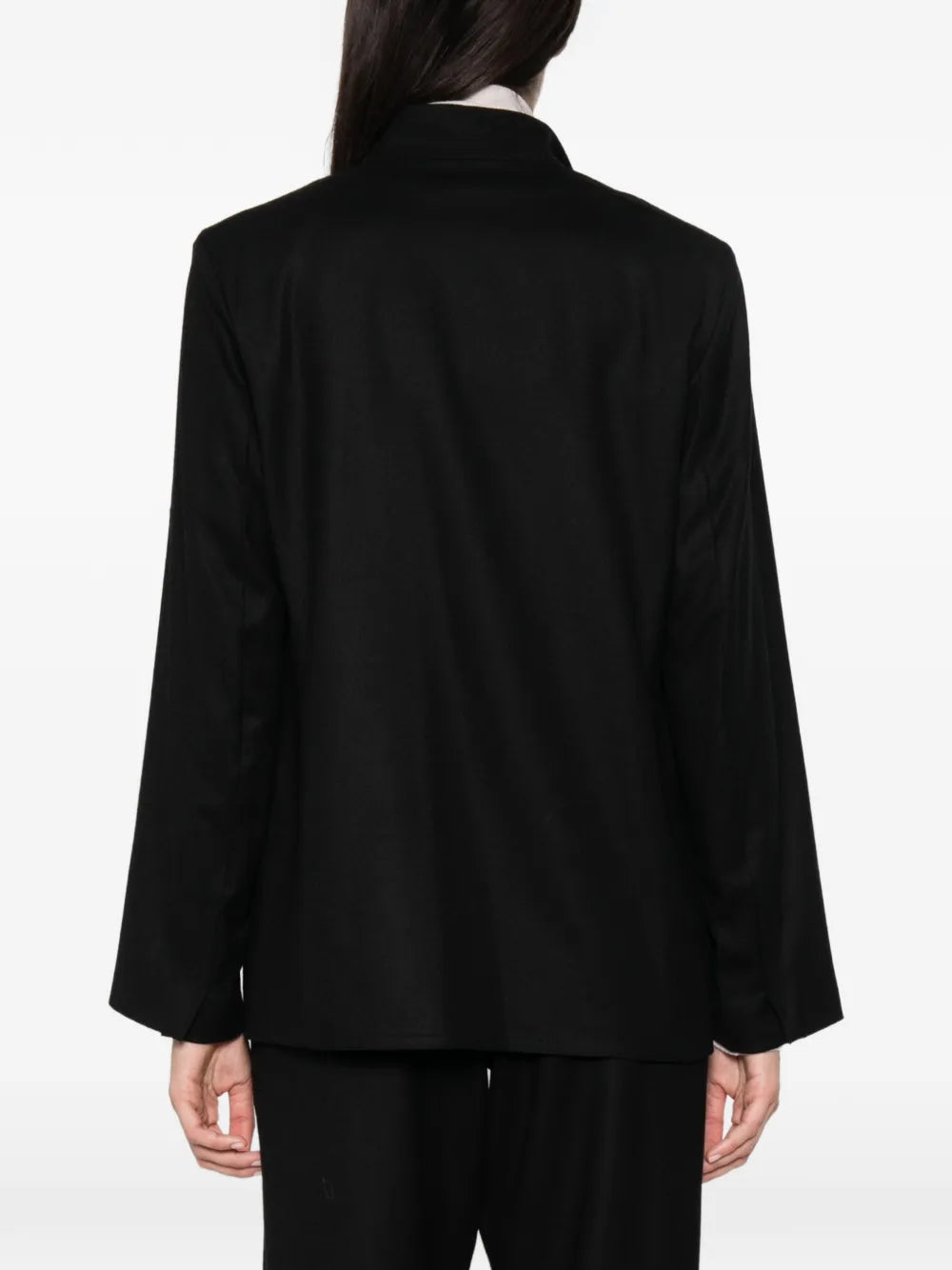 Blazer Loose in Flanella di Lana con Revers a Punta