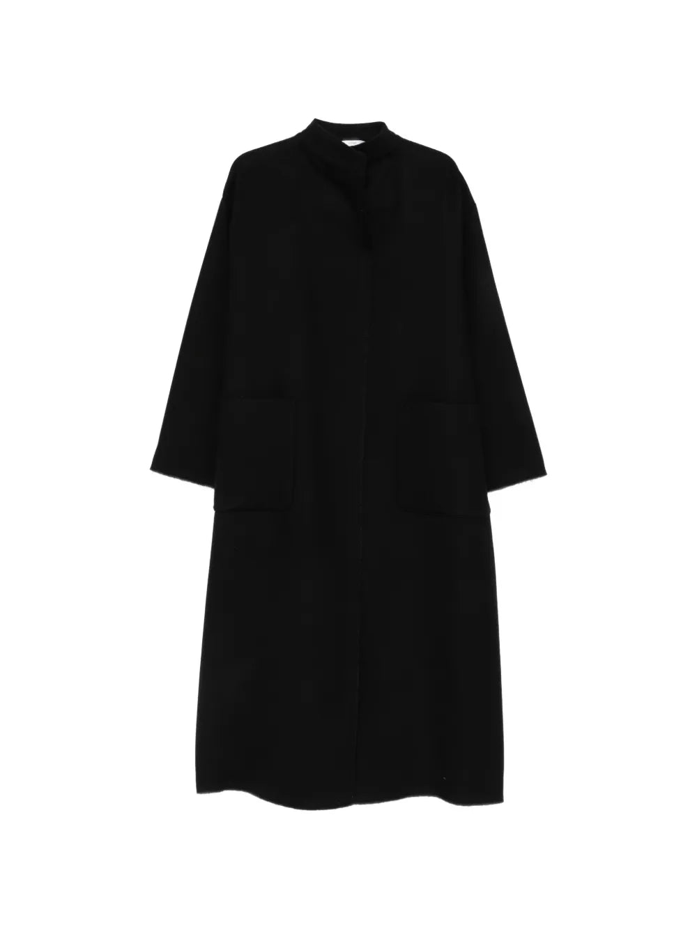 Cappotto Lungo Oversize con Bordo Cimosa in Lana