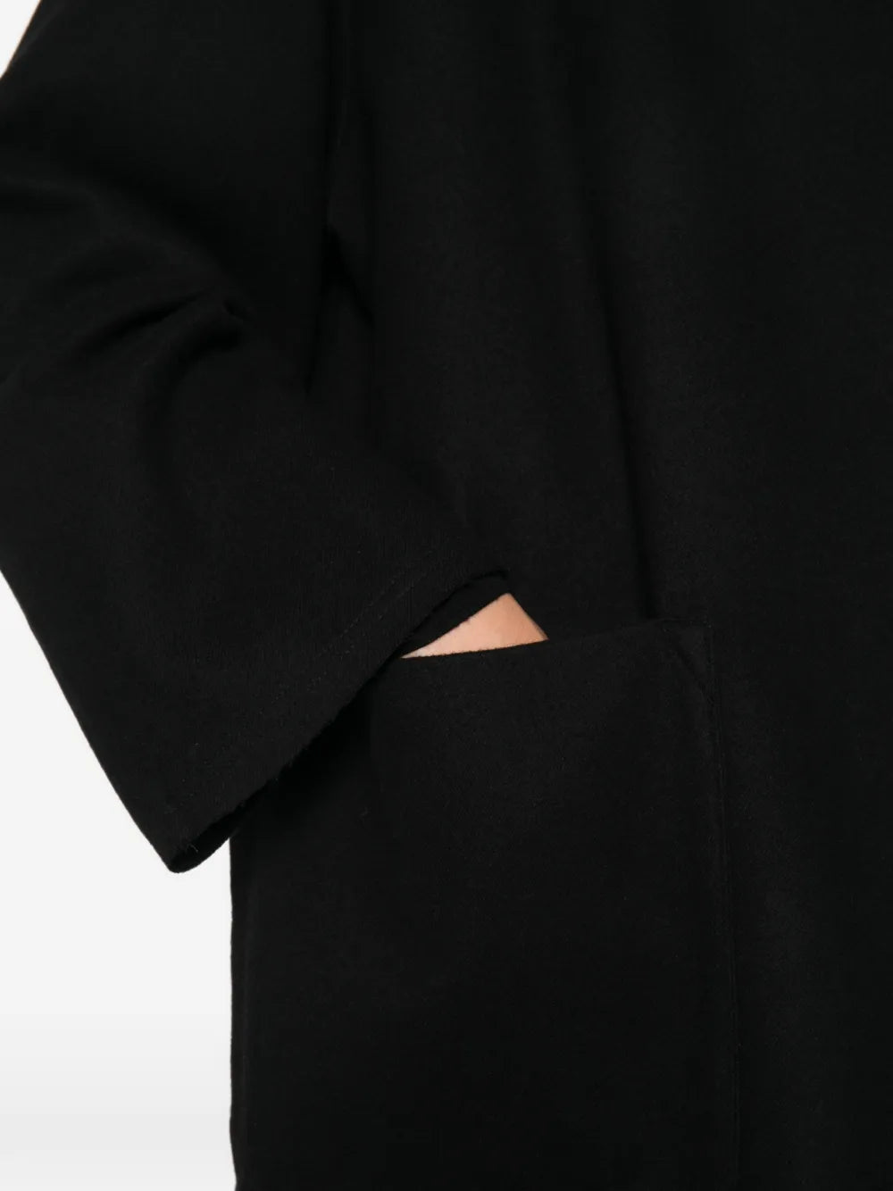 Cappotto Lungo Oversize con Bordo Cimosa in Lana