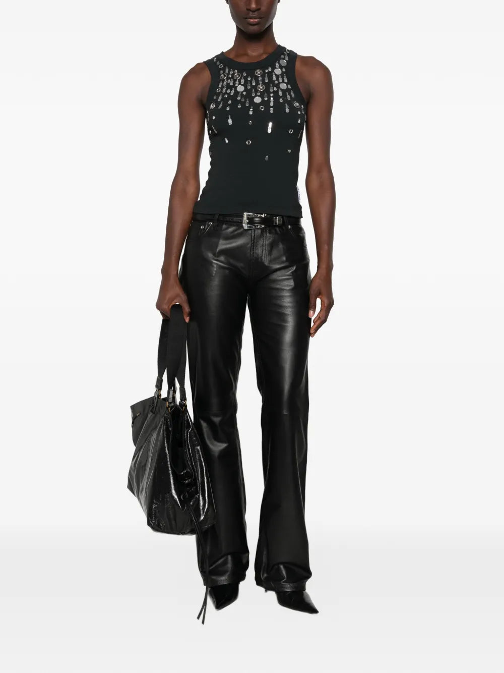 Classic Tank Top con Ricami Gioiello