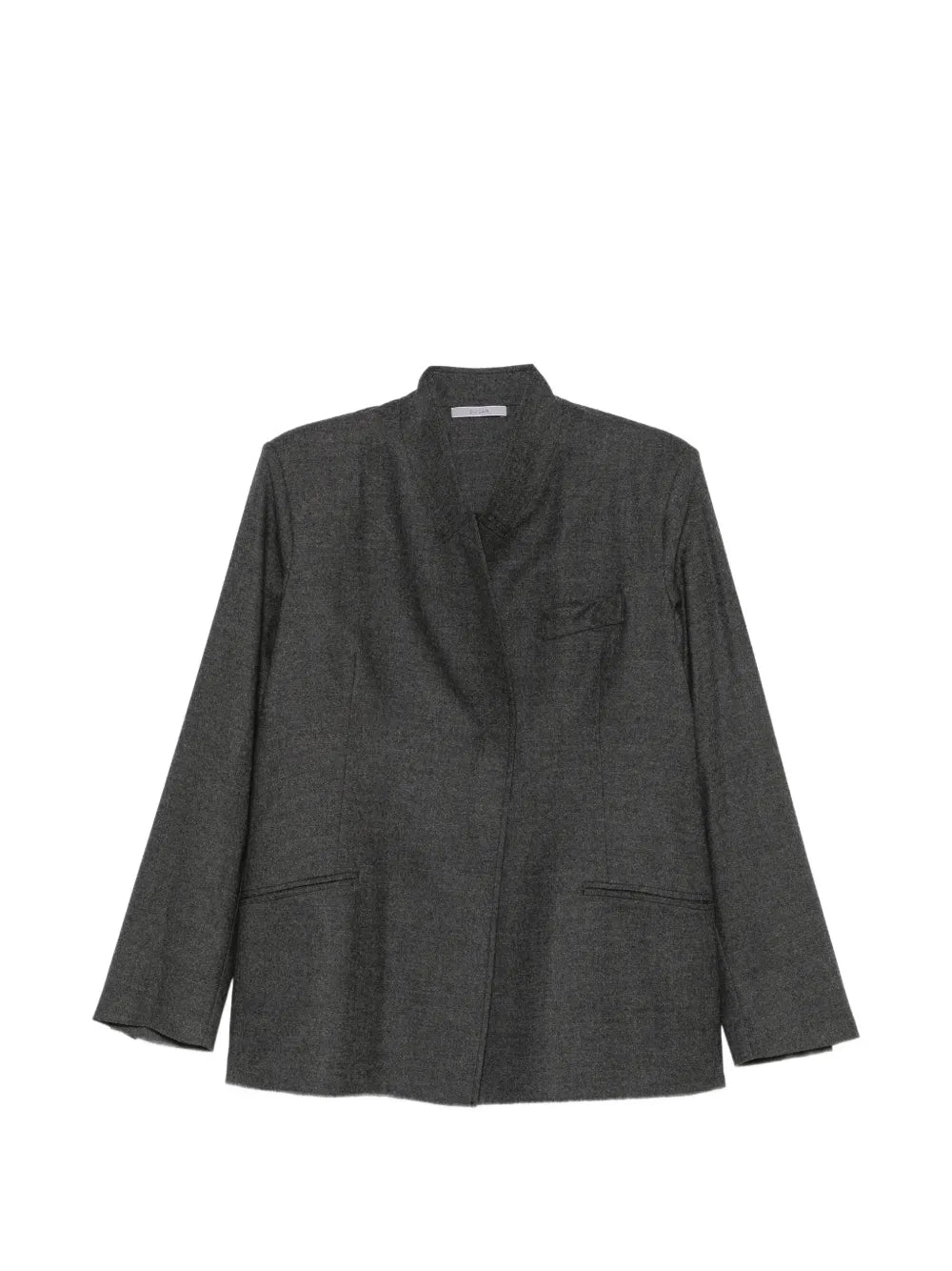 Blazer Loose in Flanella di Lana con Revers a Punta