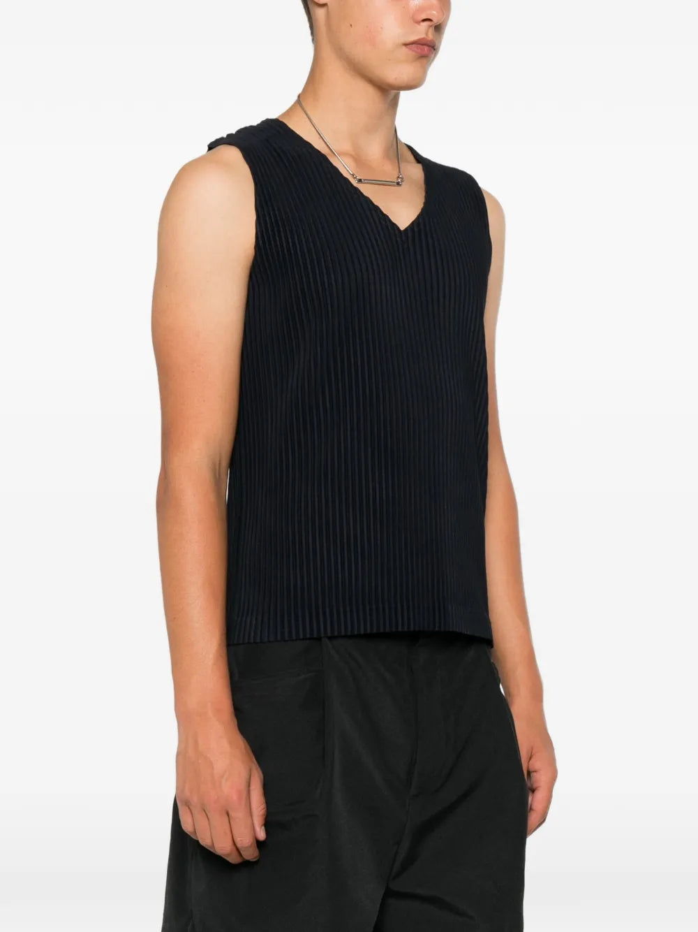 Gilet Smanicato con Scollo a V Plissé Homme Plissé Issey Miyake