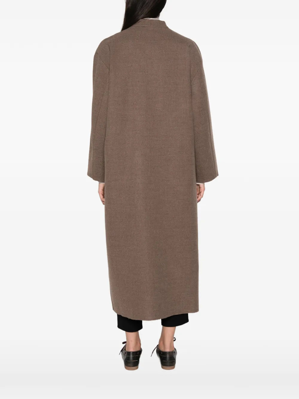 Cappotto Lungo Oversize con Bordo Cimosa in Lana