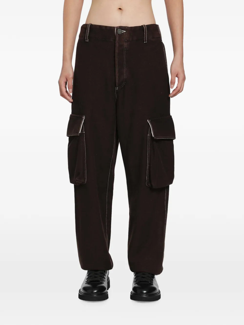 Pantalone Cargo Paxton in Lana Pesante Marrone