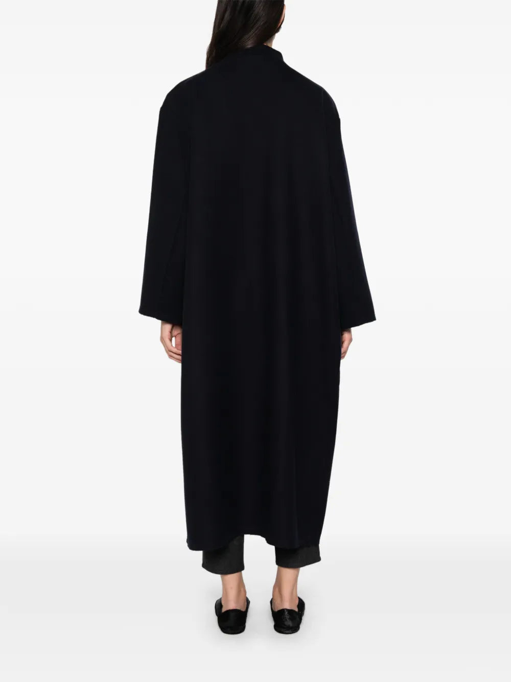 Cappotto Lungo Oversize con Bordo Cimosa in Lana