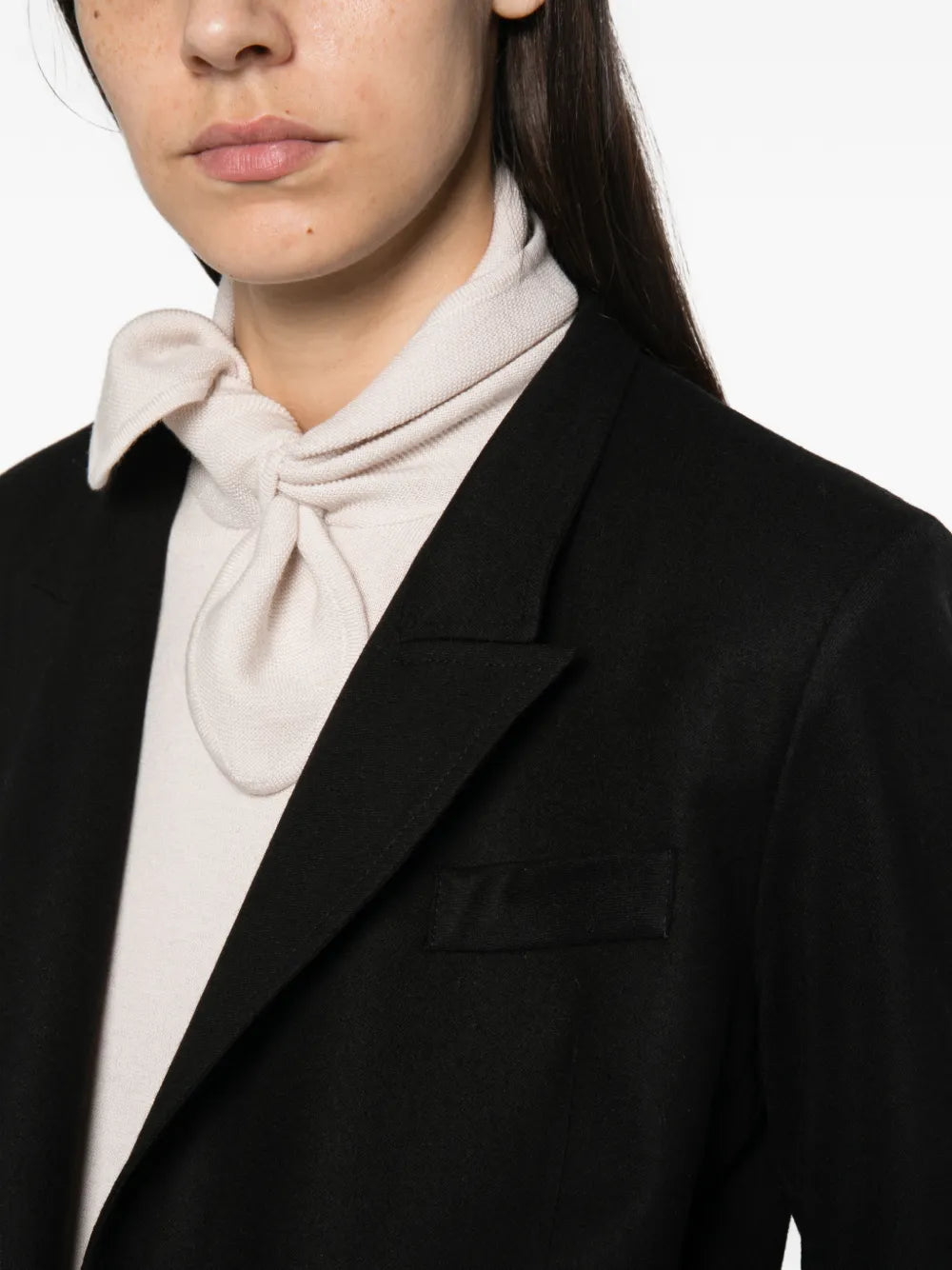 Blazer Loose in Flanella di Lana con Revers a Punta