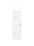 Abito tubino longuette con bustier a coppe e ricami specchietti