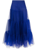 gonna midi, tulle, foderata, zip laterale, tessuto tulle doppiato con balze Composizione: 100% poliammide Istruzioni di lavaggio: lavare a mano