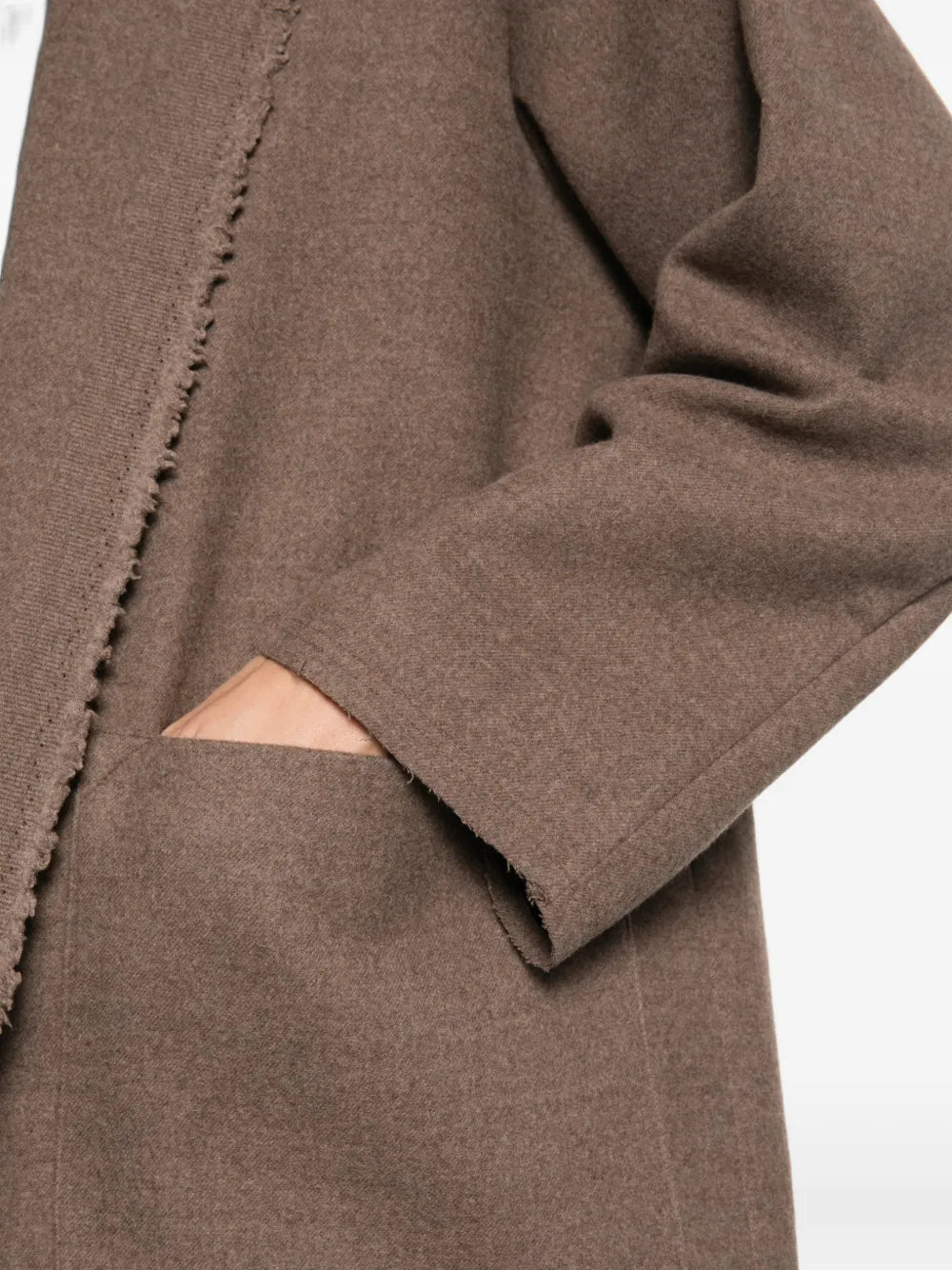Cappotto Lungo Oversize con Bordo Cimosa in Lana