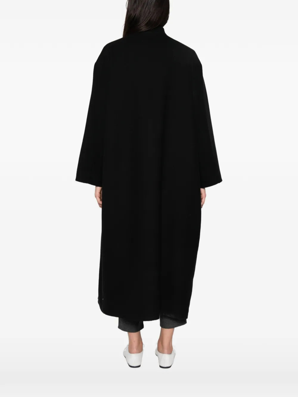 Cappotto Lungo Oversize con Bordo Cimosa in Lana