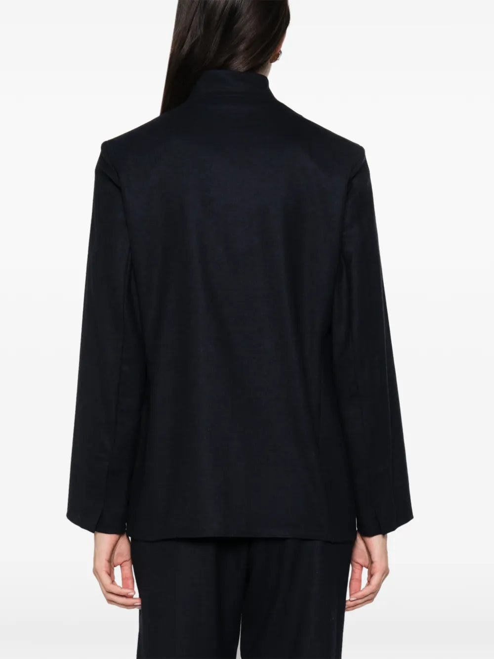 Blazer Loose in Flanella di Lana con Revers a Punta