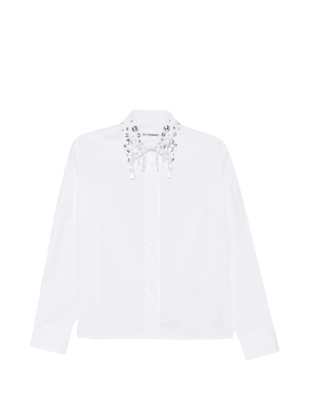 Camicia classica con collo ricamato