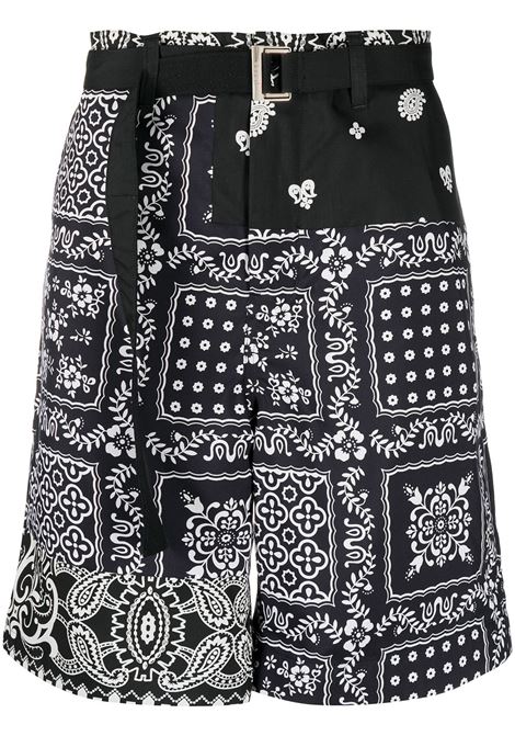 Shorts con stampa e cintura SACAI | Shorts | 21-02473M005