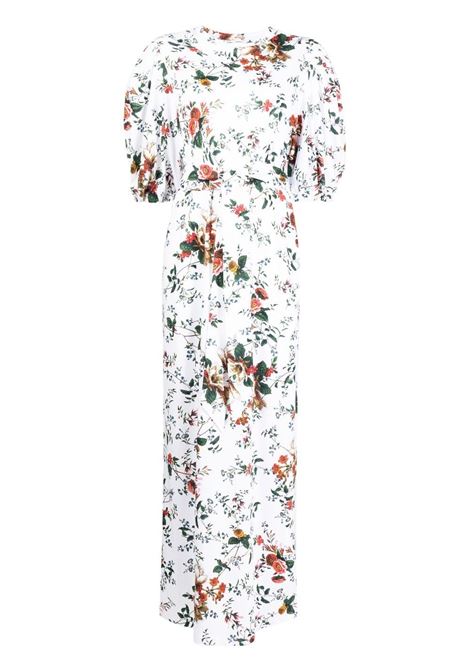 abito lungo con stampa fiori ERDEM | Abito | 21640CVTSWHITE/MULTI
