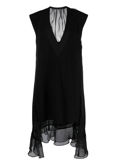 abito smanicato in maglia e chiffon SACAI | Abito | 23-06499002