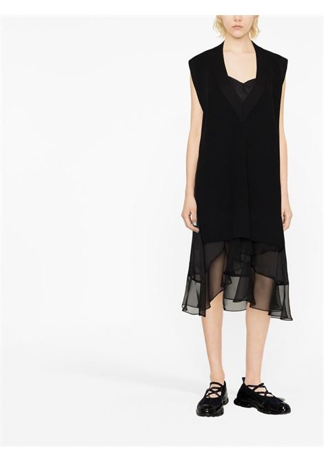 abito smanicato in maglia e chiffon SACAI | Abito | 23-06499002
