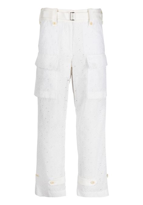 cargo pants in broderie anglaise fabric SACAI | Pants | 23-06554151