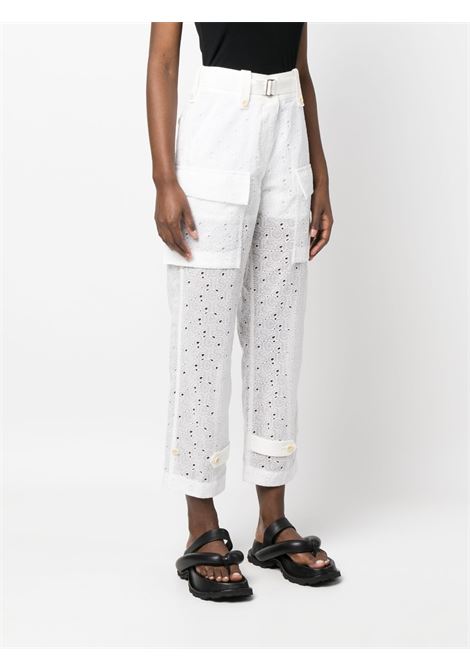 cargo pants in broderie anglaise fabric SACAI | Pants | 23-06554151